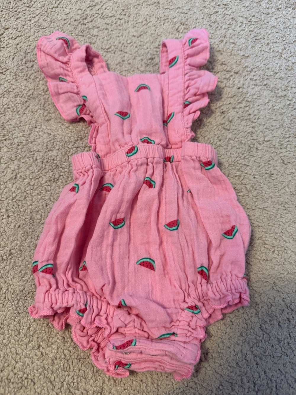Old Navy Pink Watermelon Print Ruffled Baby One-Piece